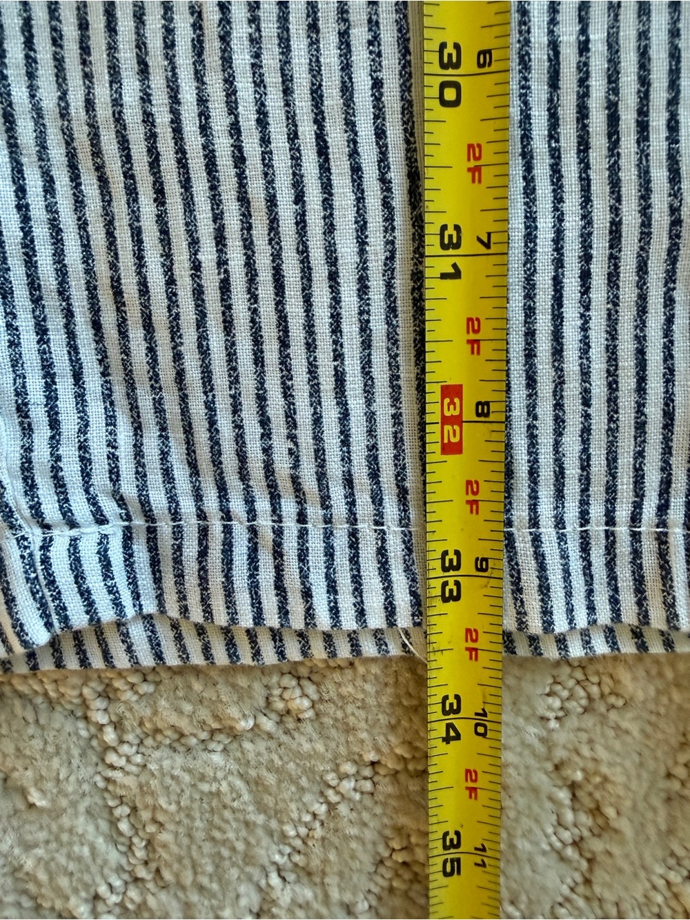 Hard Tail Women’s XL Striped Lightweight Drawstring Cropped Pants - Blue & White - Picture 10 of 11